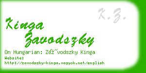 kinga zavodszky business card